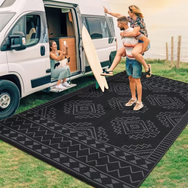 Large Outdoor Waterproof Plastic Straw Rug 9'x12' - Image 2