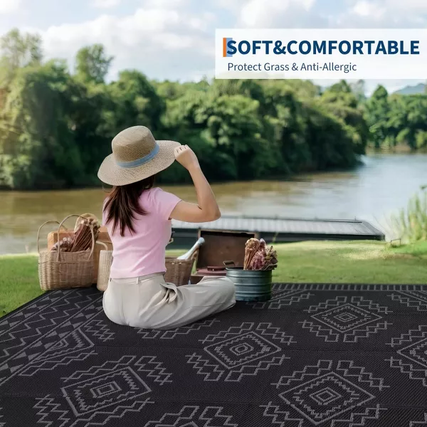 Large Outdoor Waterproof Plastic Straw Rug 9'x12' - Image 4