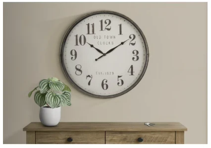 Round Large Oversized, Wall Clock, Brown - Image 3