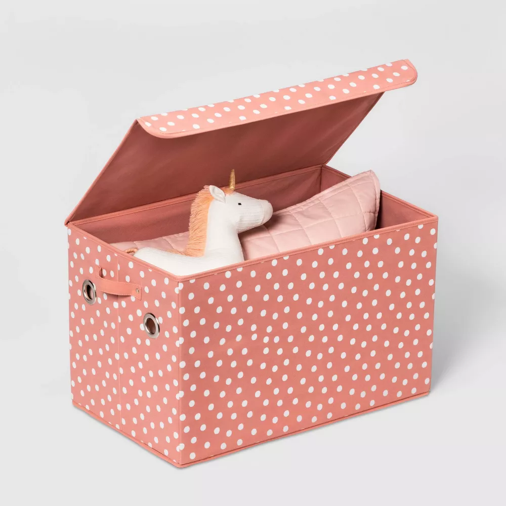 Large Rectangle Dot Kids' Storage Bin Rose Pink - Image 3