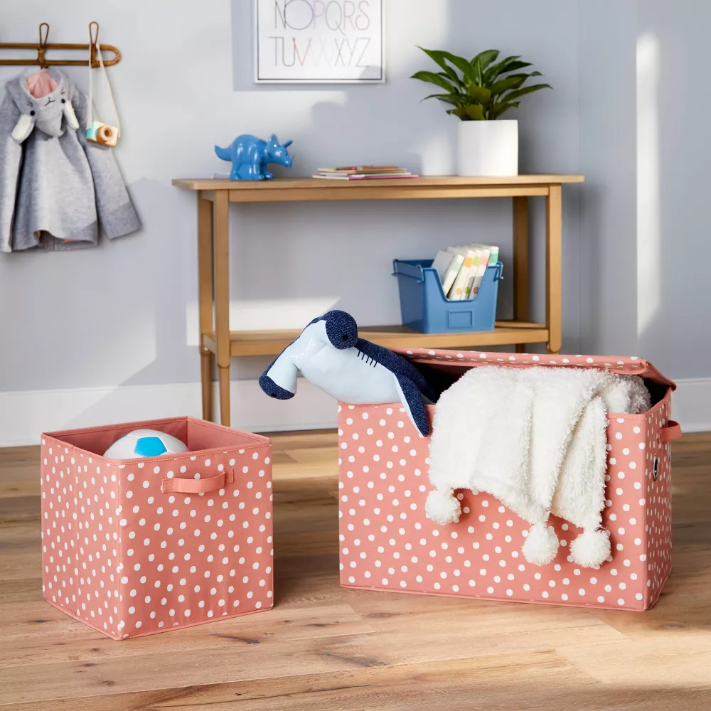 Large Rectangle Dot Kids' Storage Bin Rose Pink - Image 4