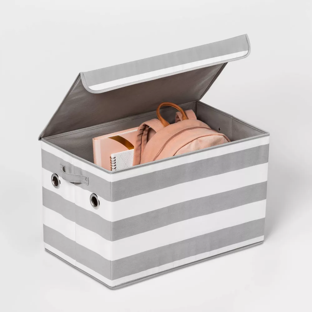 Large Rectangle Kids' Storage Striped Bin - Image 3