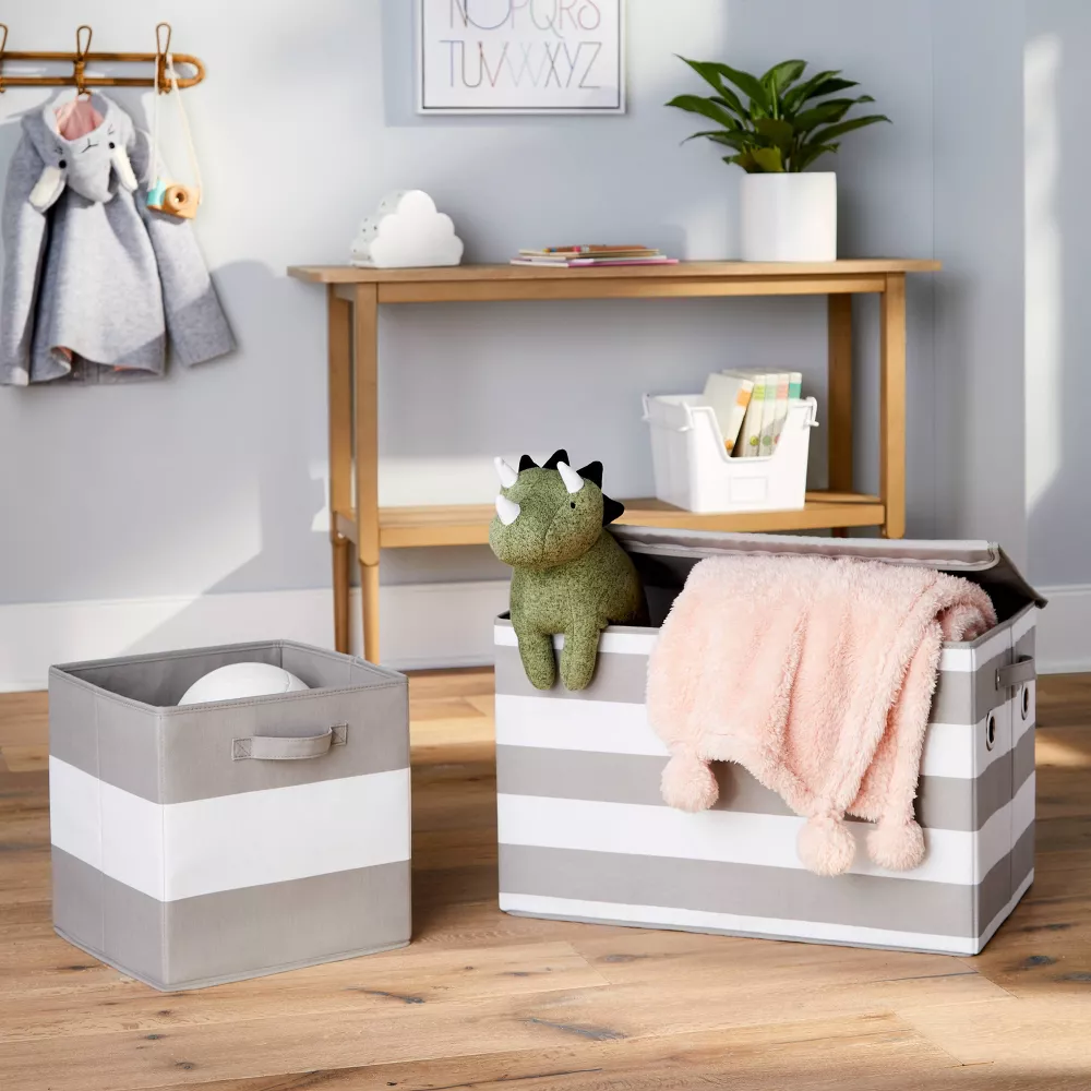 Large Rectangle Kids' Storage Striped Bin - Image 4