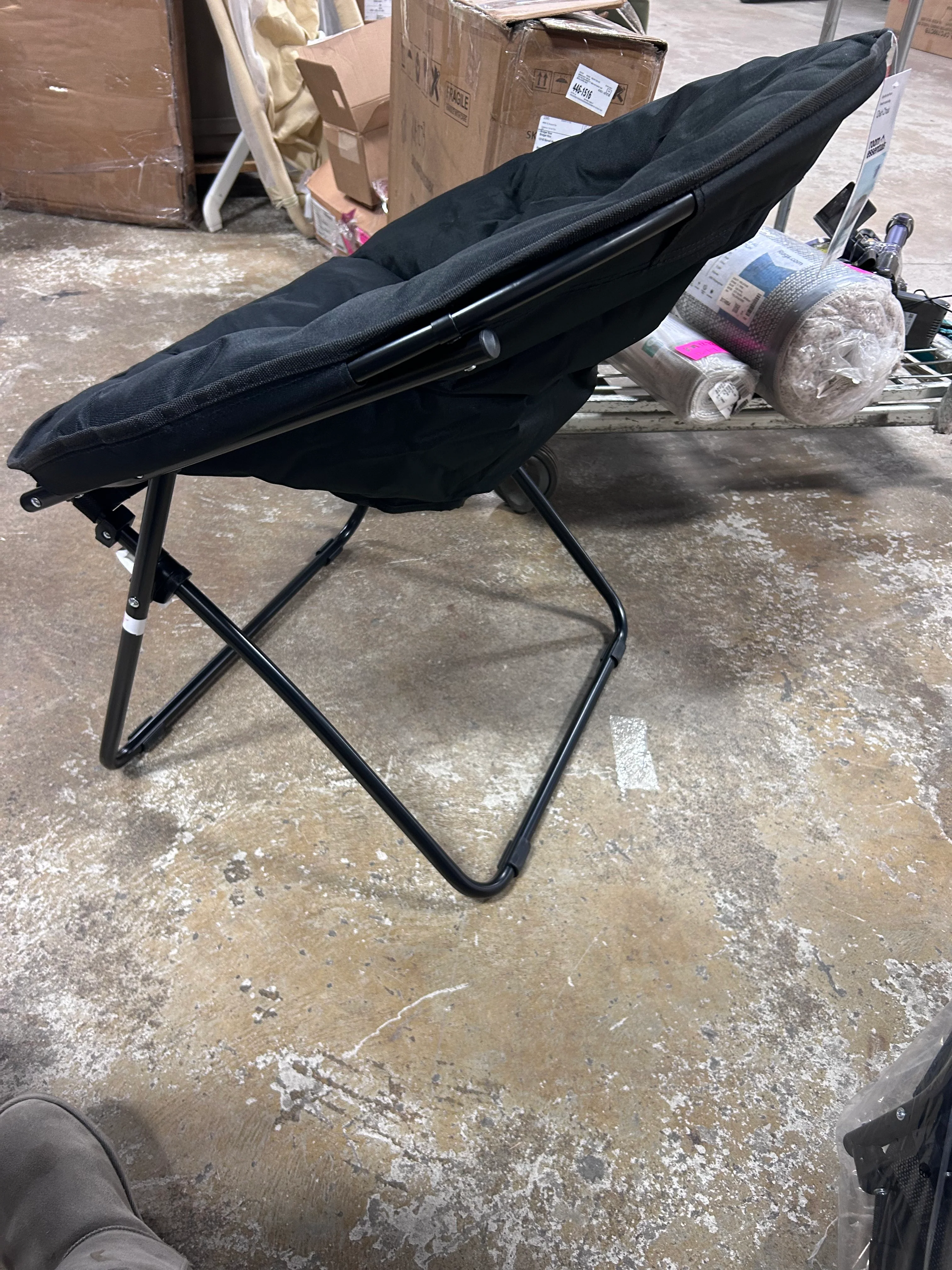 Large Super Soft Microsuede Adult Saucer Chair, Black - Image 6
