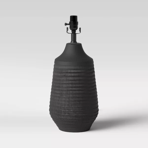 Large Textured Ceramic Lamp Base Black