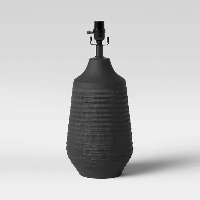 Large Textured Ceramic Lamp Base Black