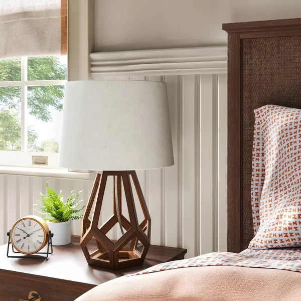 Large Wood Geo Assembled Table Lamp - Image 4