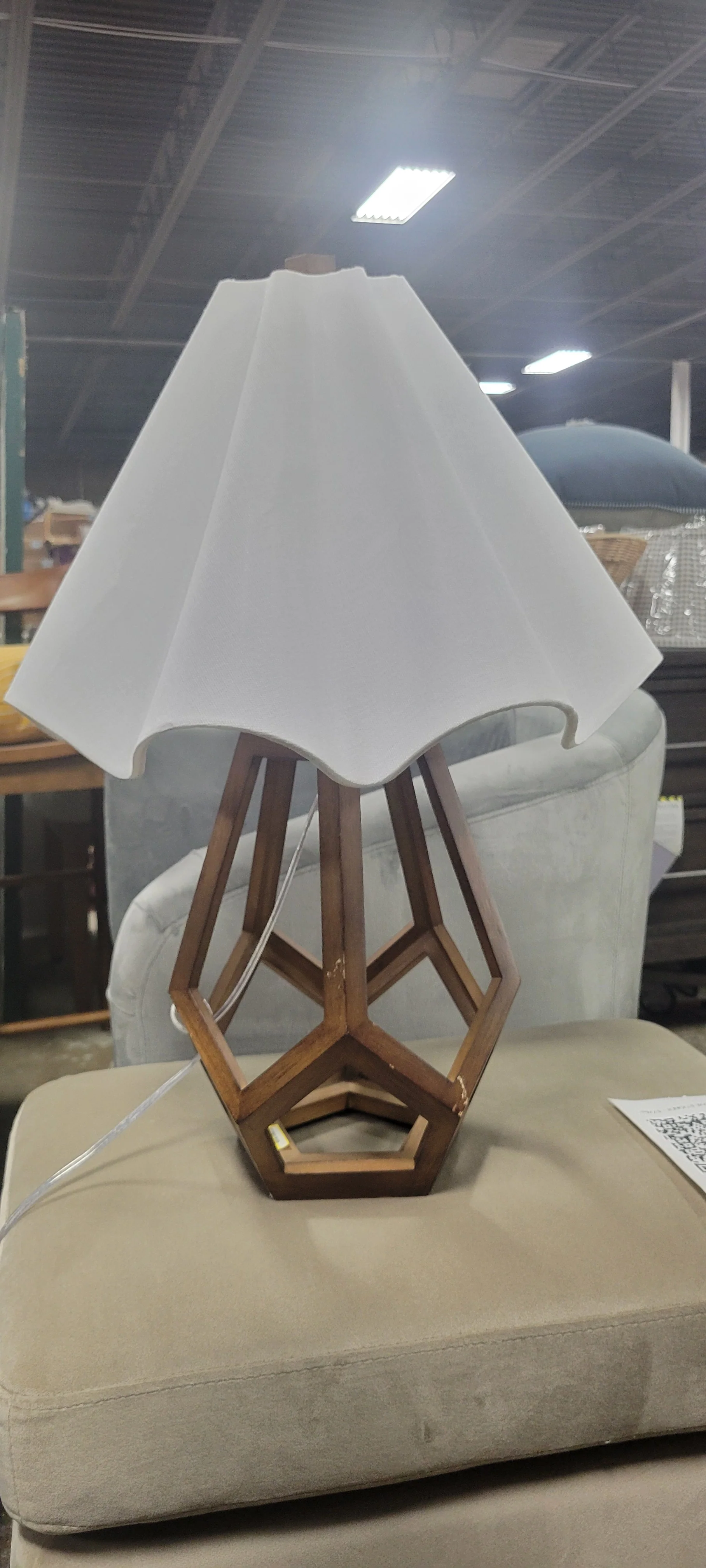 Large Wood Geo Assembled Table Lamp Brown - Threshold™ - SHOWROOM ITEM - Image 4