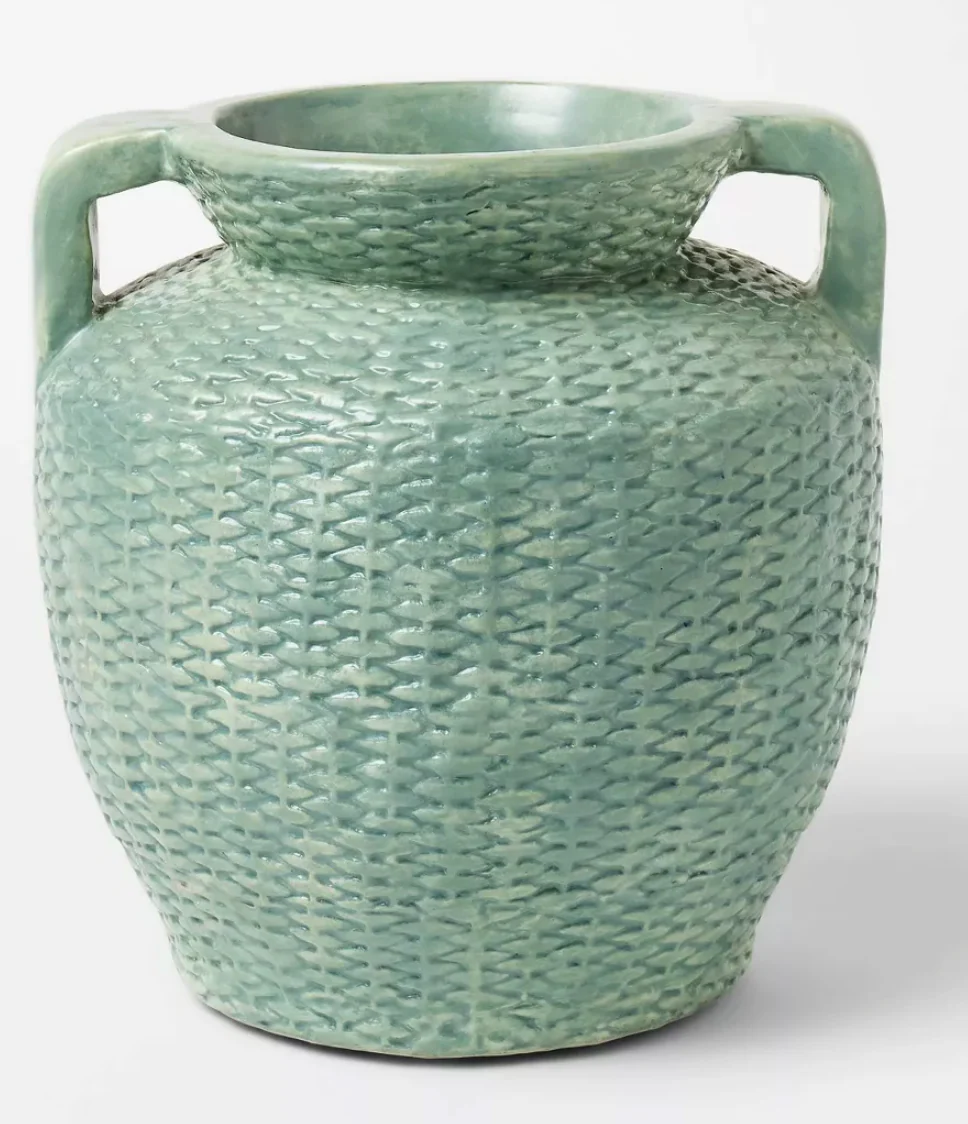 Large Woven Texture Ceramic Vase Blue - Threshold™ designed with Studio McGee SHOWROOM ITEM