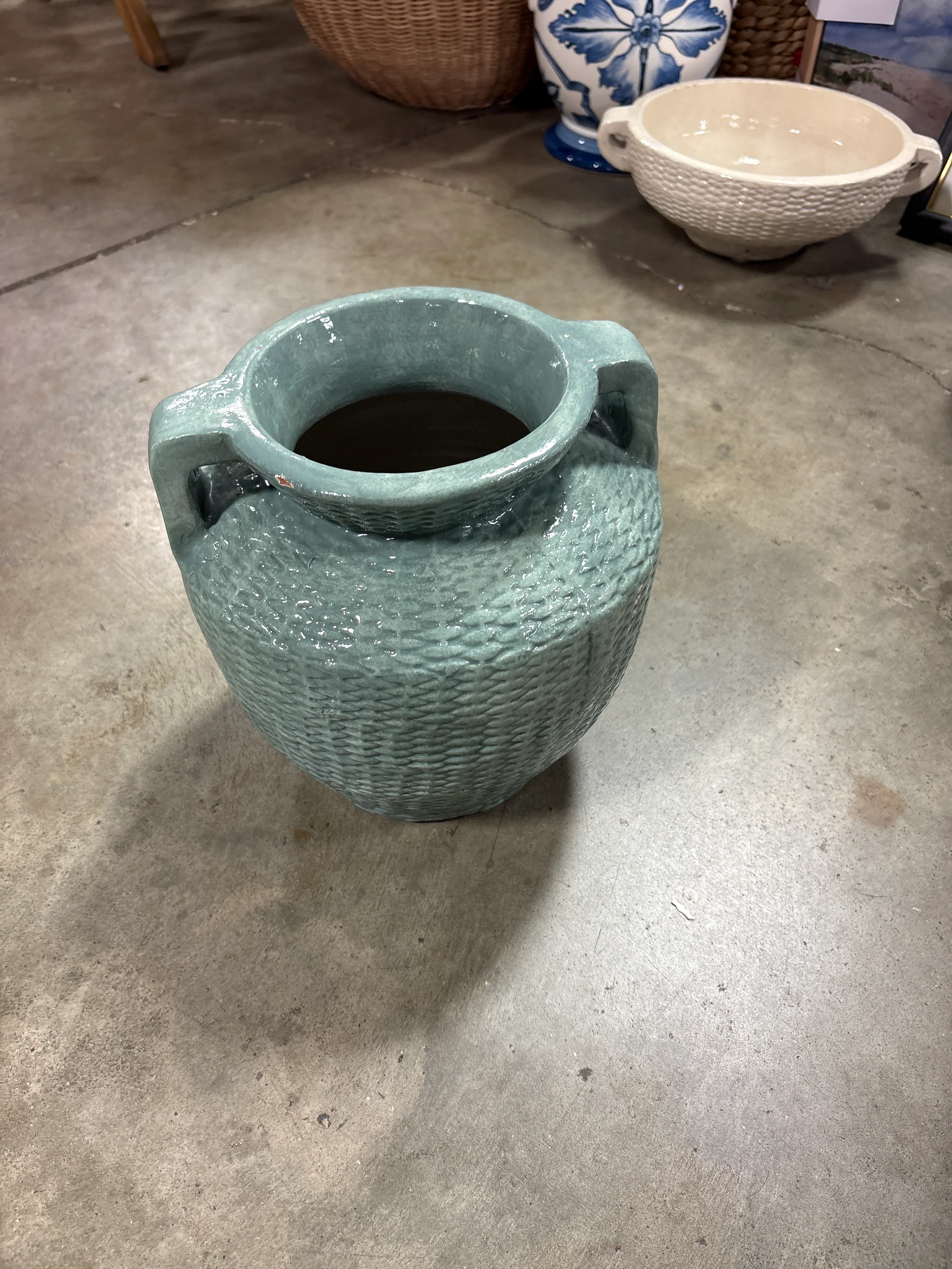 Large Woven Texture Ceramic Vase Blue - Threshold™ designed with Studio McGee SHOWROOM ITEM - Image 2