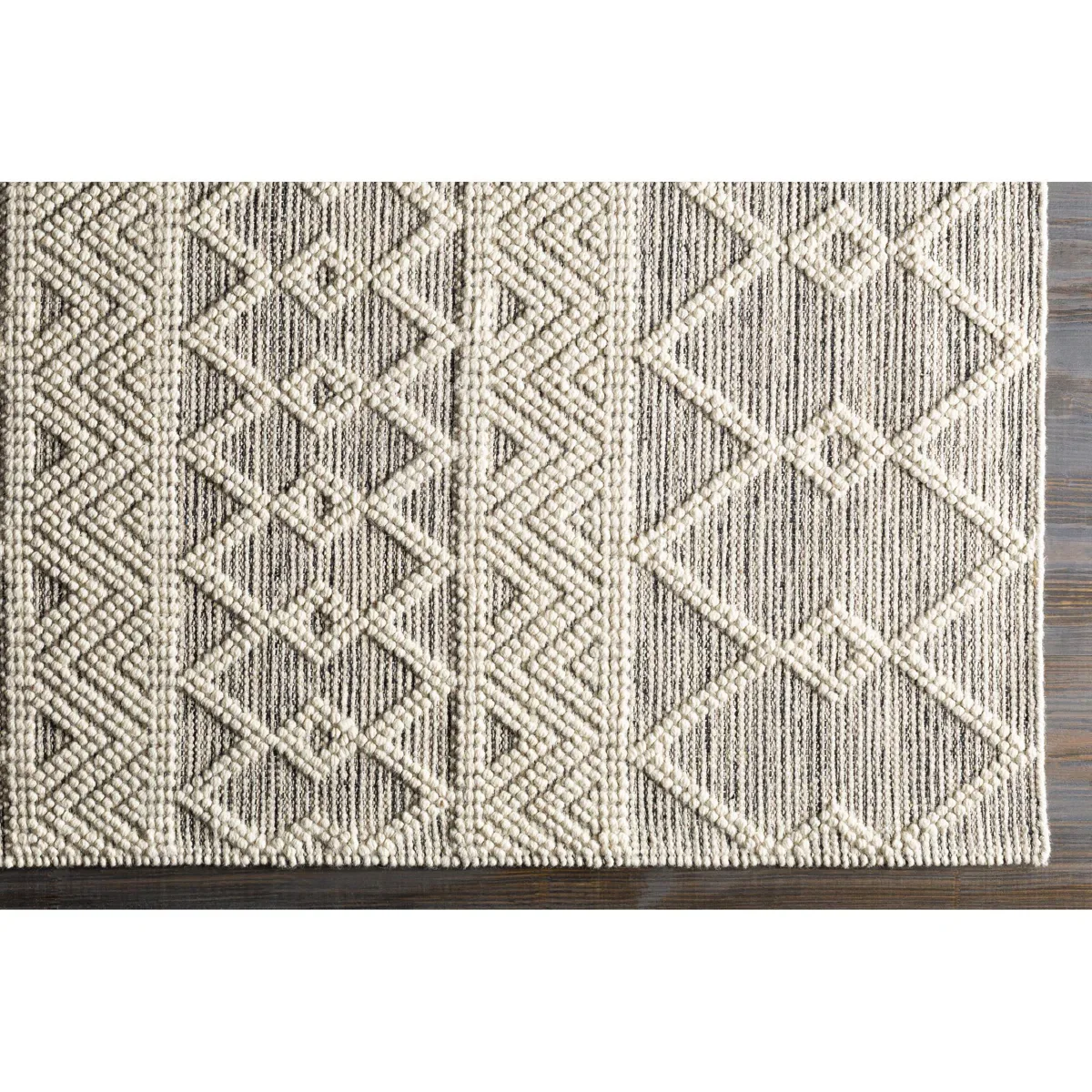 Latrissa Moroccan Flatweave Wool Charcoal/Cream Area Rug - Image 4