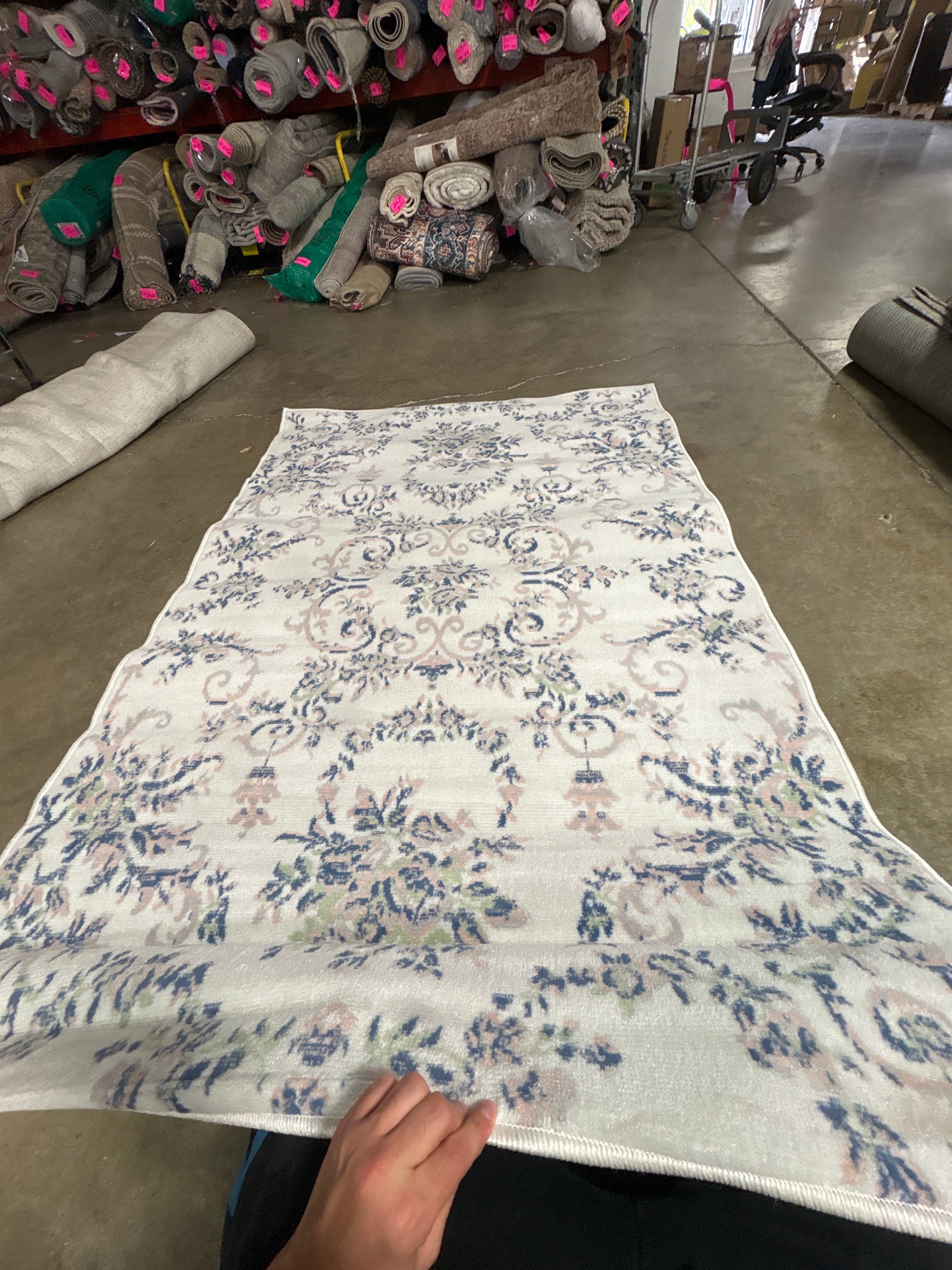 Lattice Border Floral Woven Area Rug Cream 4'x6' - Image 7
