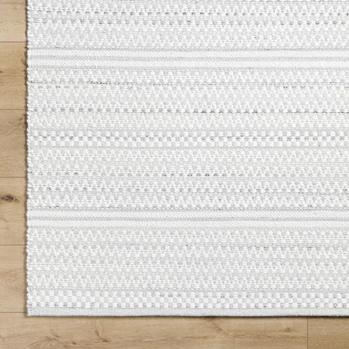 Lavande Chevron Wool Area Rug in Cream 5ft x 7ft 6in - Image 4