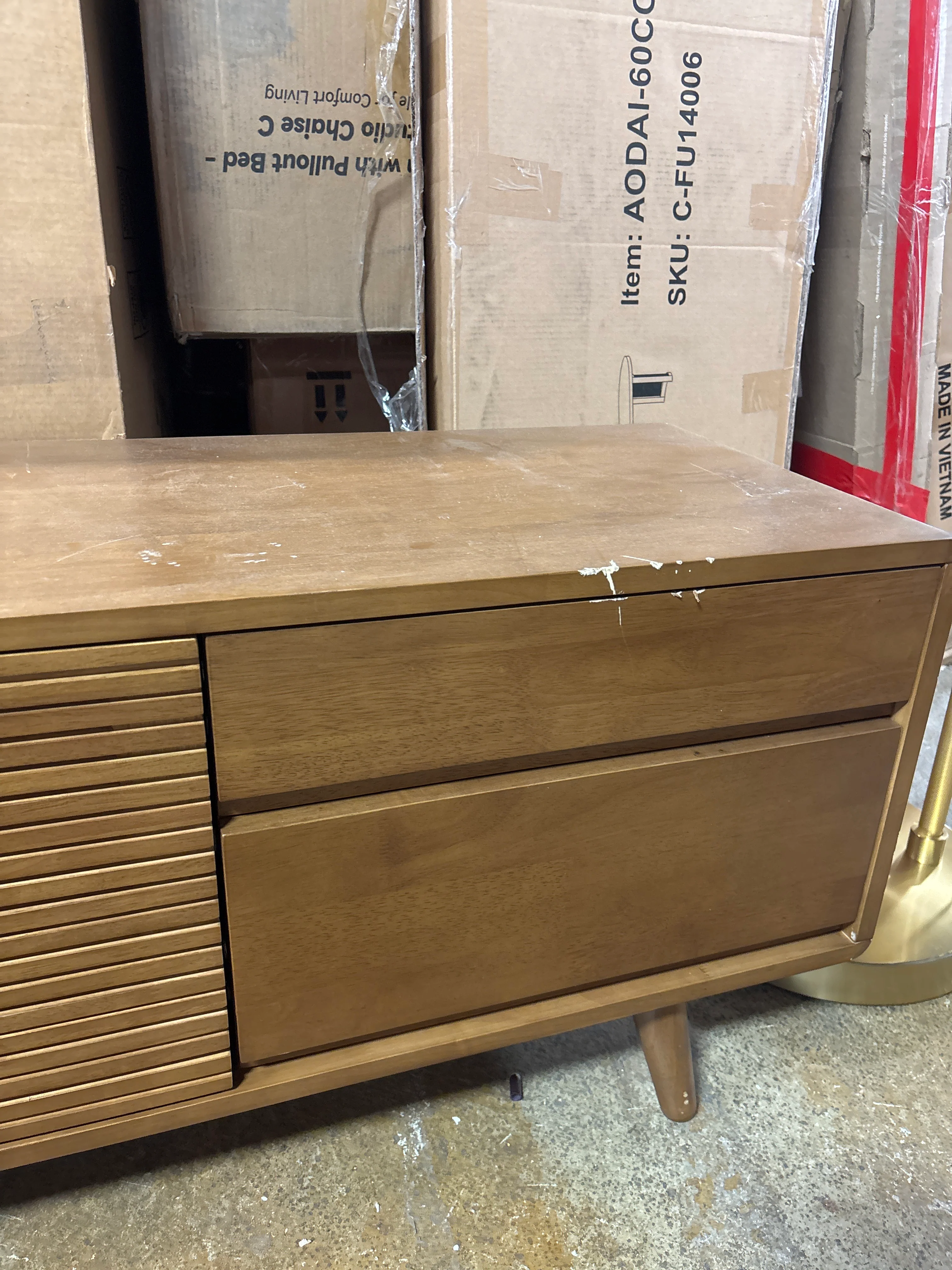 Leander Modern Unfinished TV Stand for TVs up to 88" SHOWROOM ITEM - Image 6