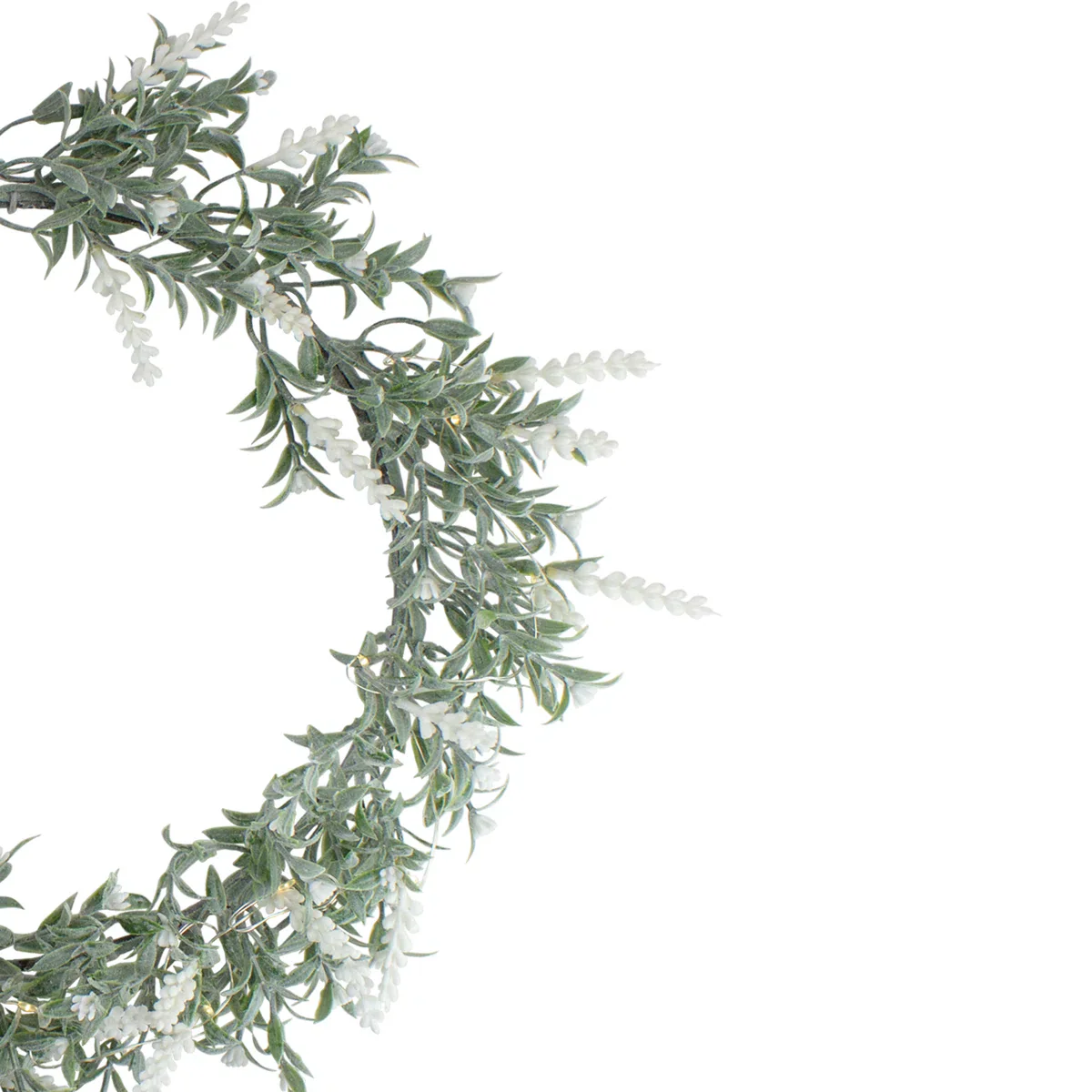LED Lighted Artificial Lavender Spring Wreath White Lights, - Image 3