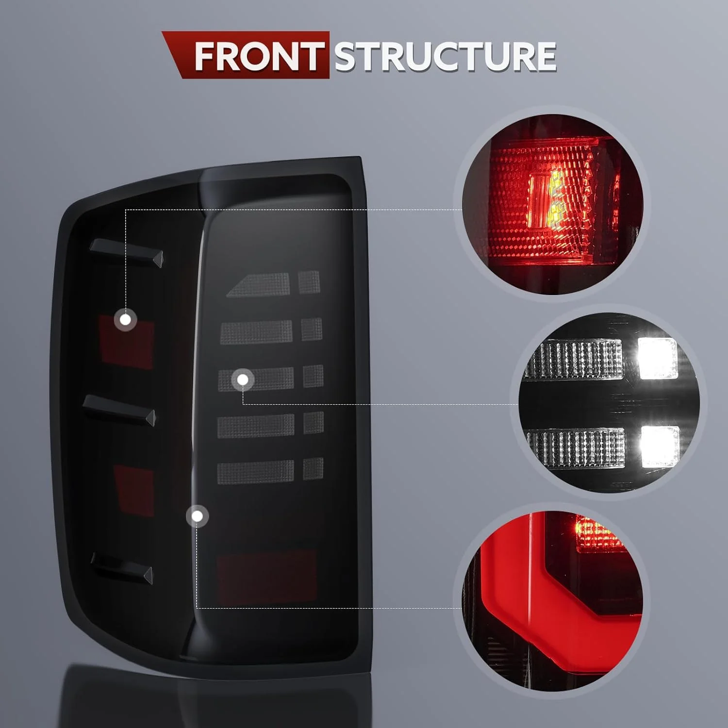 LED Tail Lights Compatible with 2014-2018 Chevy Silverado 1500 2019 Silverado 1500 LD 2016-2019 Chevy 2500 HD 3500 HD 2016-2019 GMC Sierra 3500 HD - Image 4
