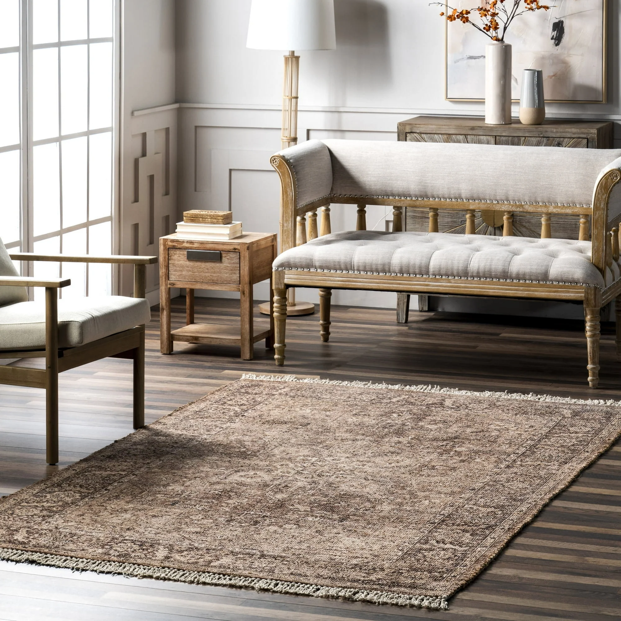 Lauren Liess Lennox Persian Medallion Tassel Area Rug, 8'x 11', Luster Brown - Image 5