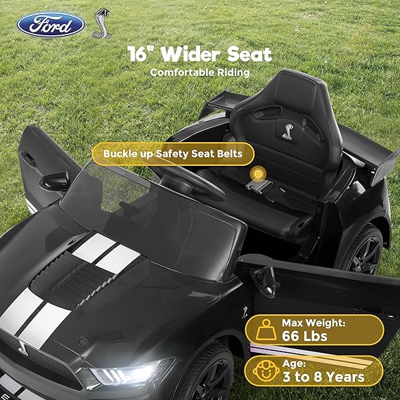 Licensed Ford Mustang Shelby Ride On Car, Electric Car w/Remote Control - Image 2