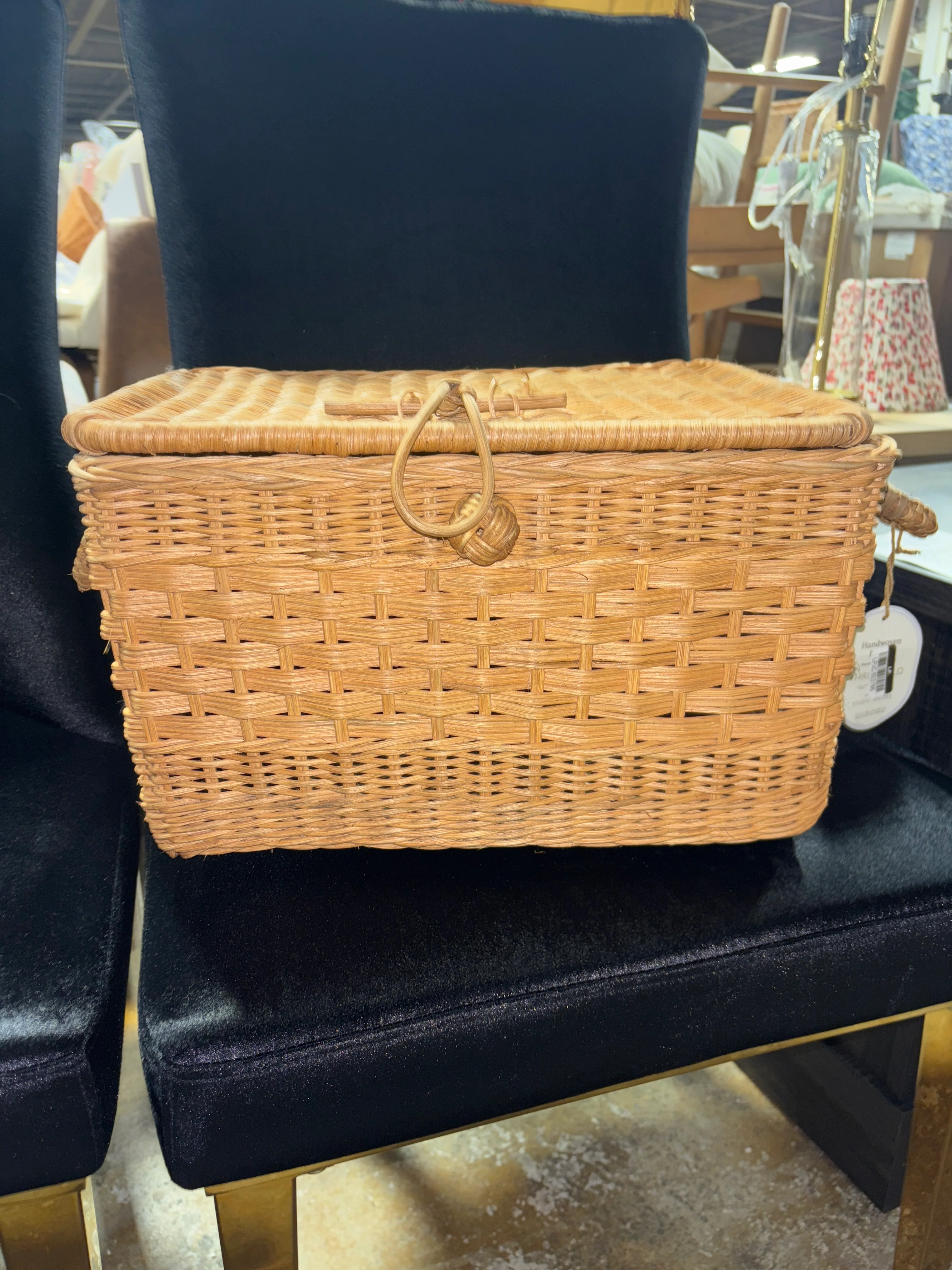 Lidded Rattan Decorative Basket SHOWROOM ITEM - Image 2