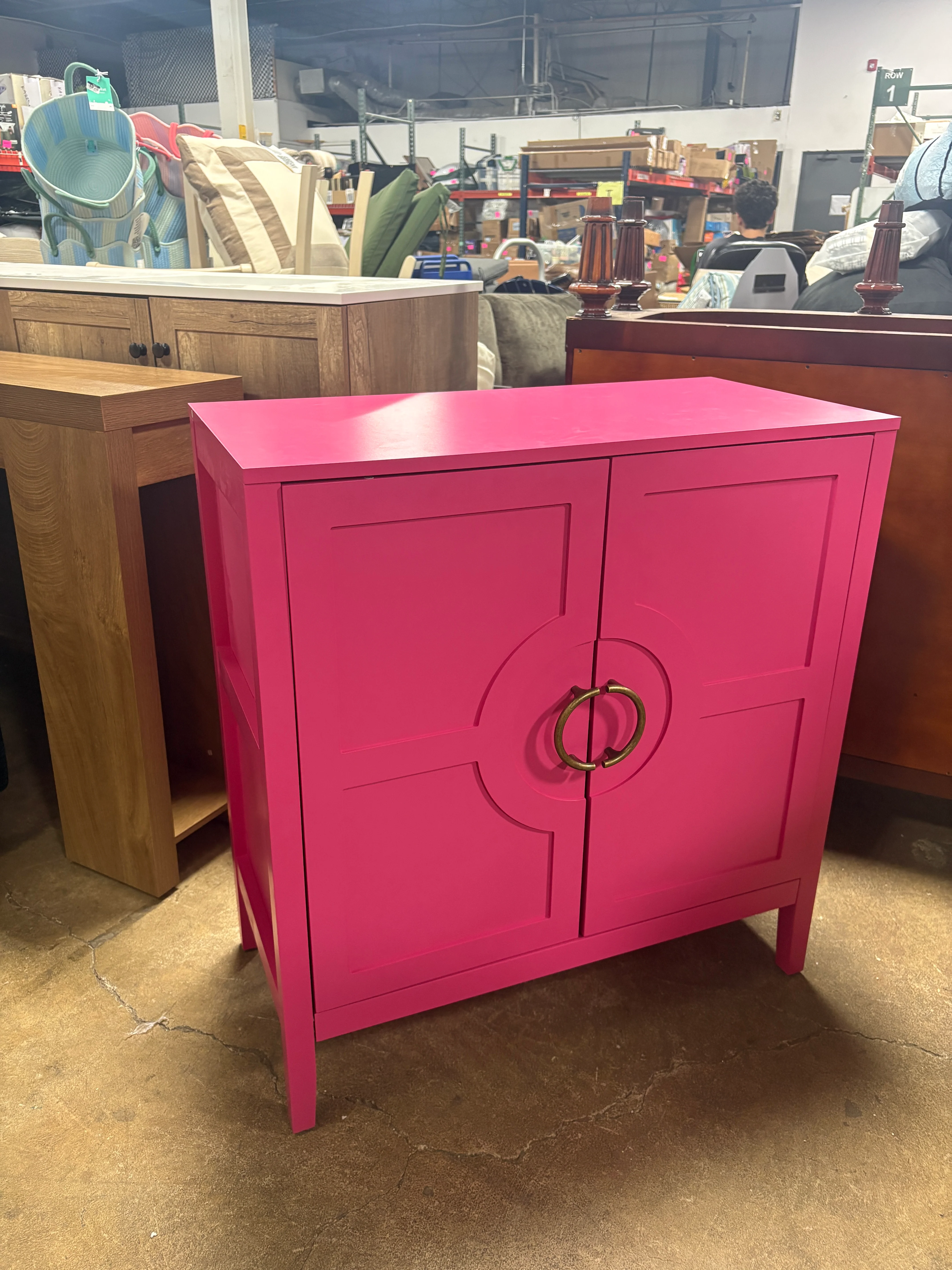 Leelah Modern Accent Cabinet Magenta Pink: SHOWROOM ITEM - Image 2
