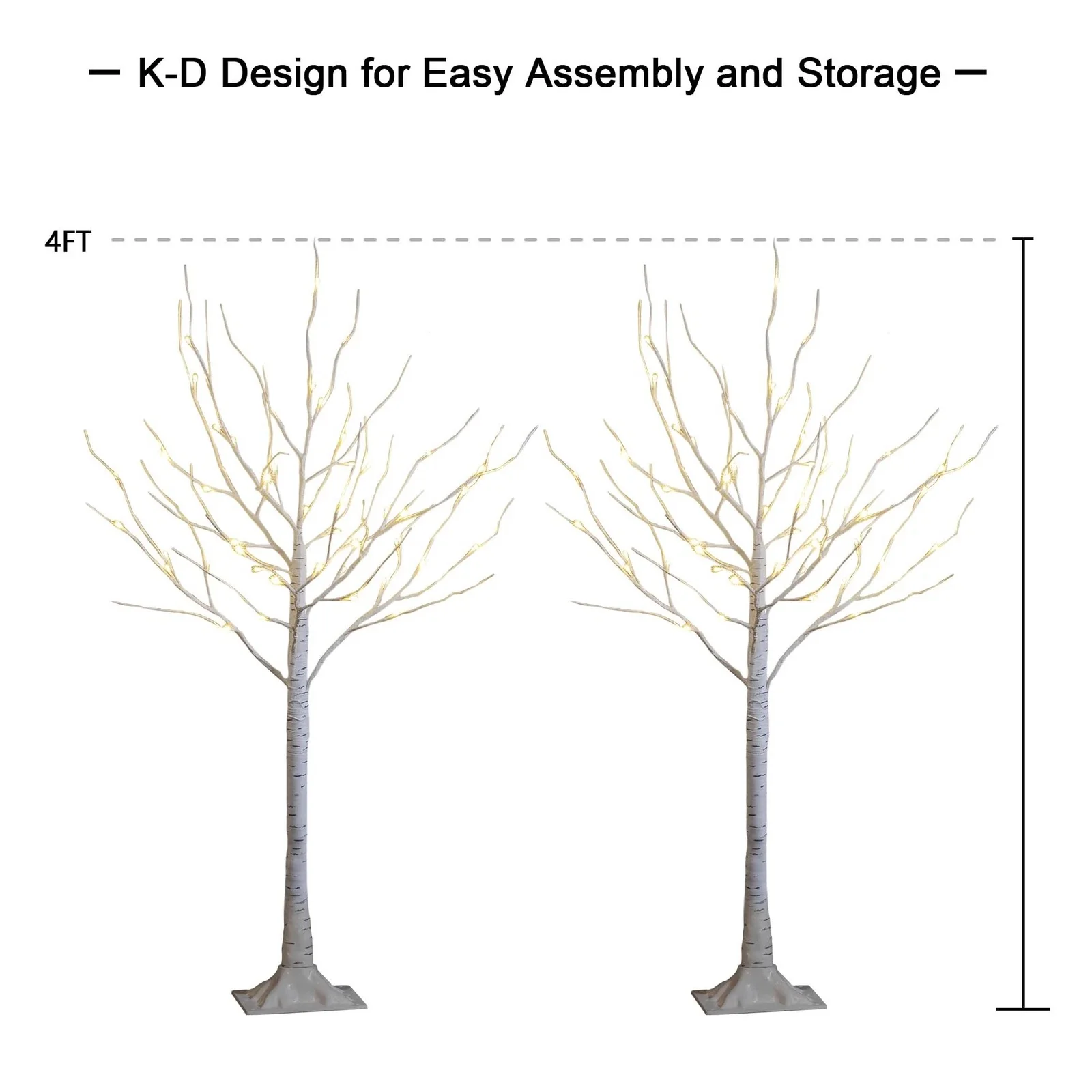 LED Birch Tree Lights, Pack of 2, Warm White - Image 2