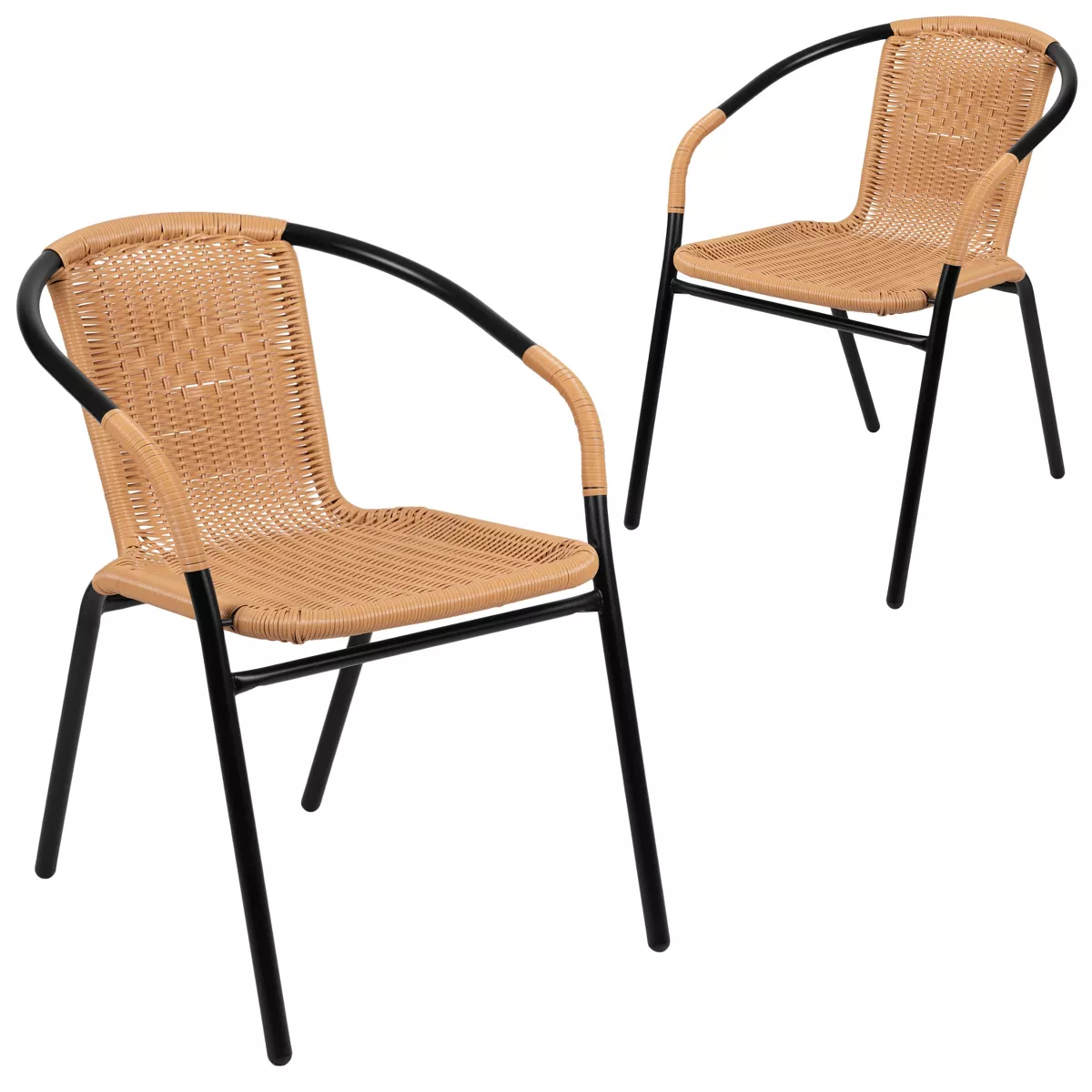 Lila 2 Pack Rattan Indoor-Outdoor Restaurant Stack Chair SHOWROOM ITEM