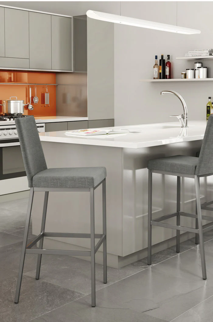 Linea Modern Upholstered Stool with Back - Image 3