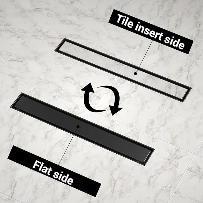 Linear Shower Drain Matte Black - Image 3