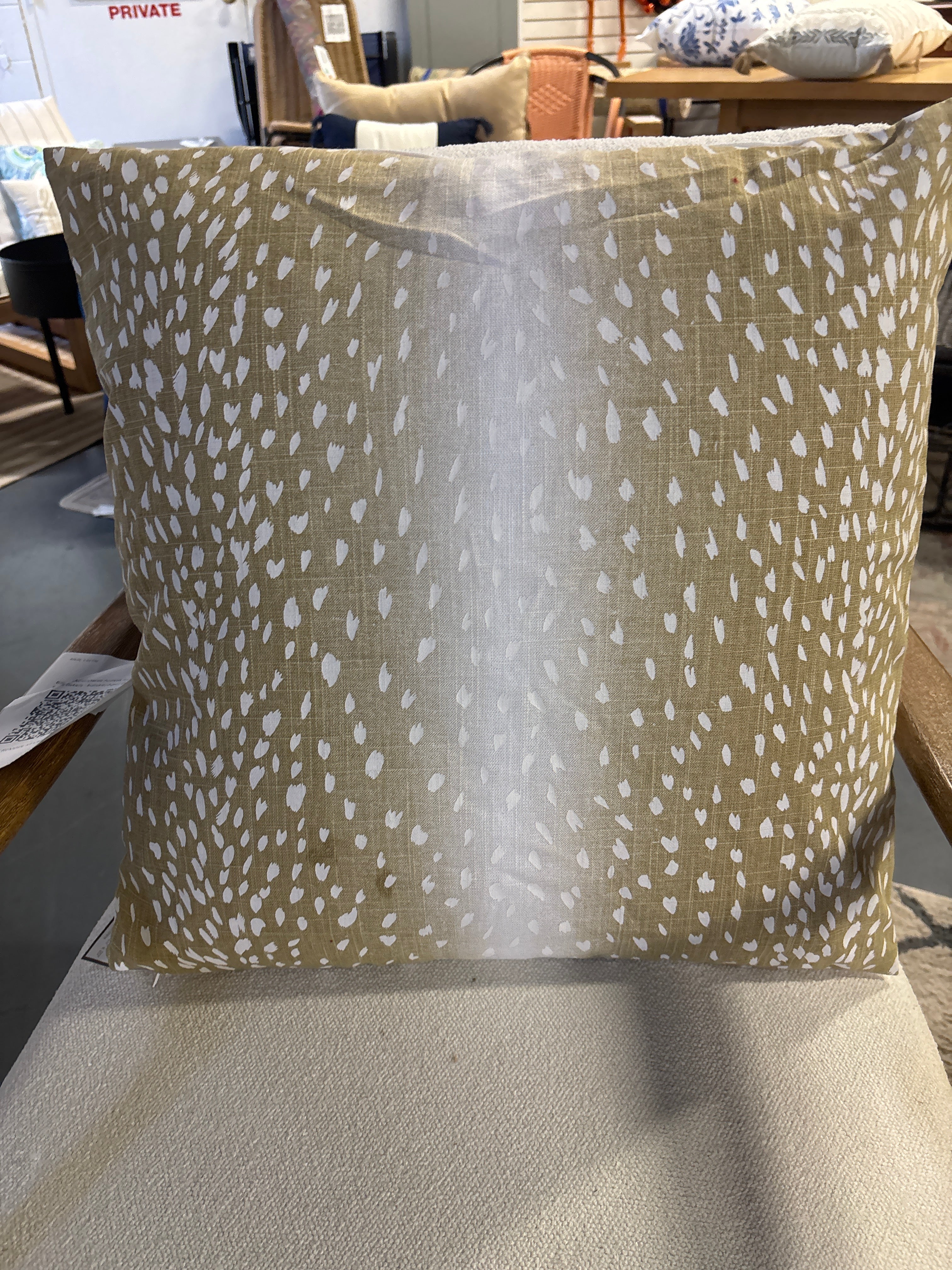 Linen Antelope Throw Pillow Cover - Beige Animal Print SHOWROOM ITEM - Image 2