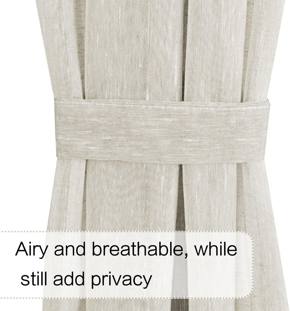 Linen French Door Curtains Privacy Light Reducing Door Curtain with Tieback Rod Pocket Curtain 1 Panel - Image 3
