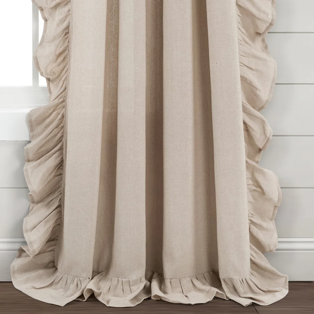 Linen Ruffle Semi-Sheer Single Curtain Panel - Image 4