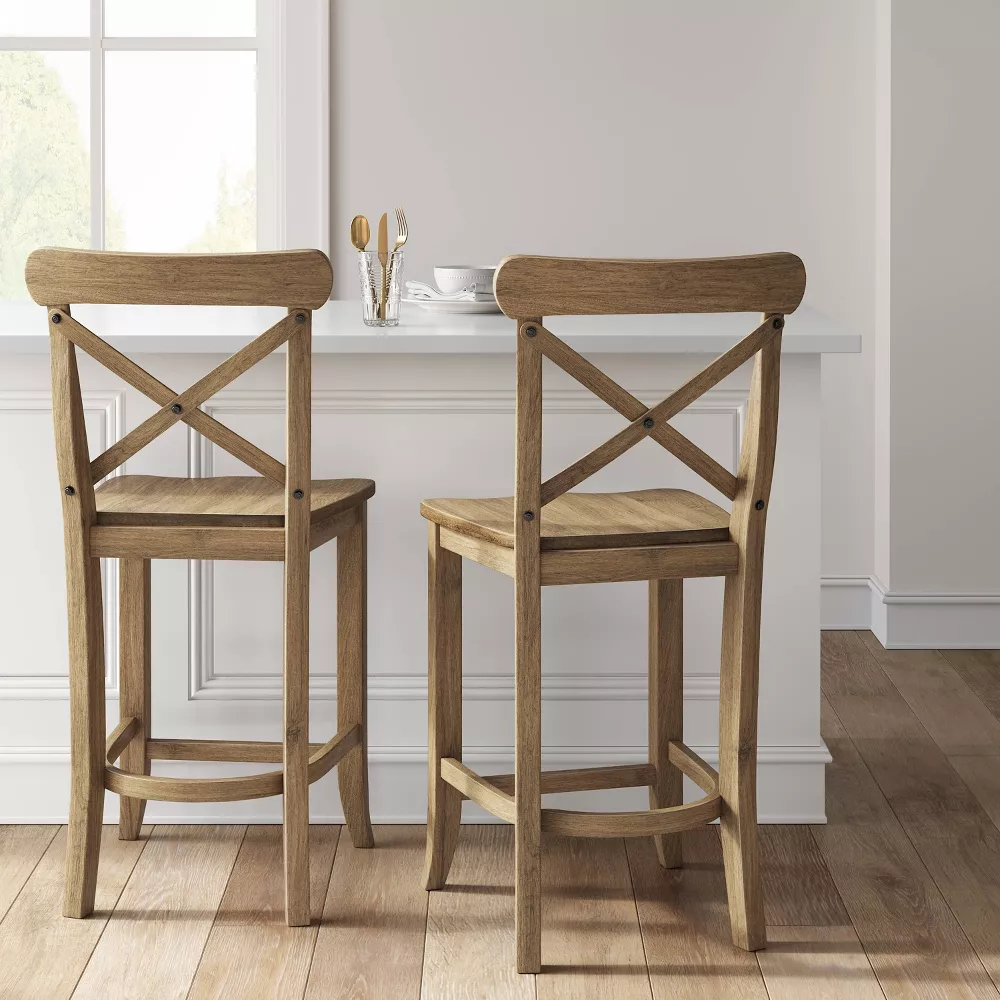 Litchfield X-Back Counter Height Barstool Beige - Image 4