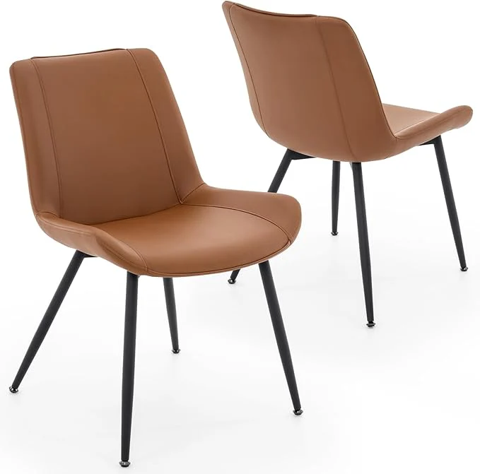 Set of 2, PU Leather Modern Armless Chairs