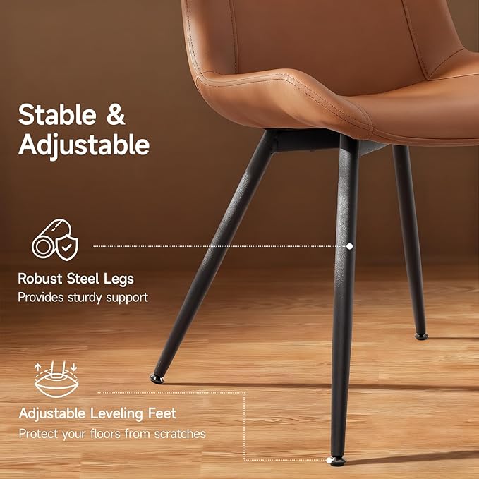 Set of 2, PU Leather Modern Armless Chairs - Image 3