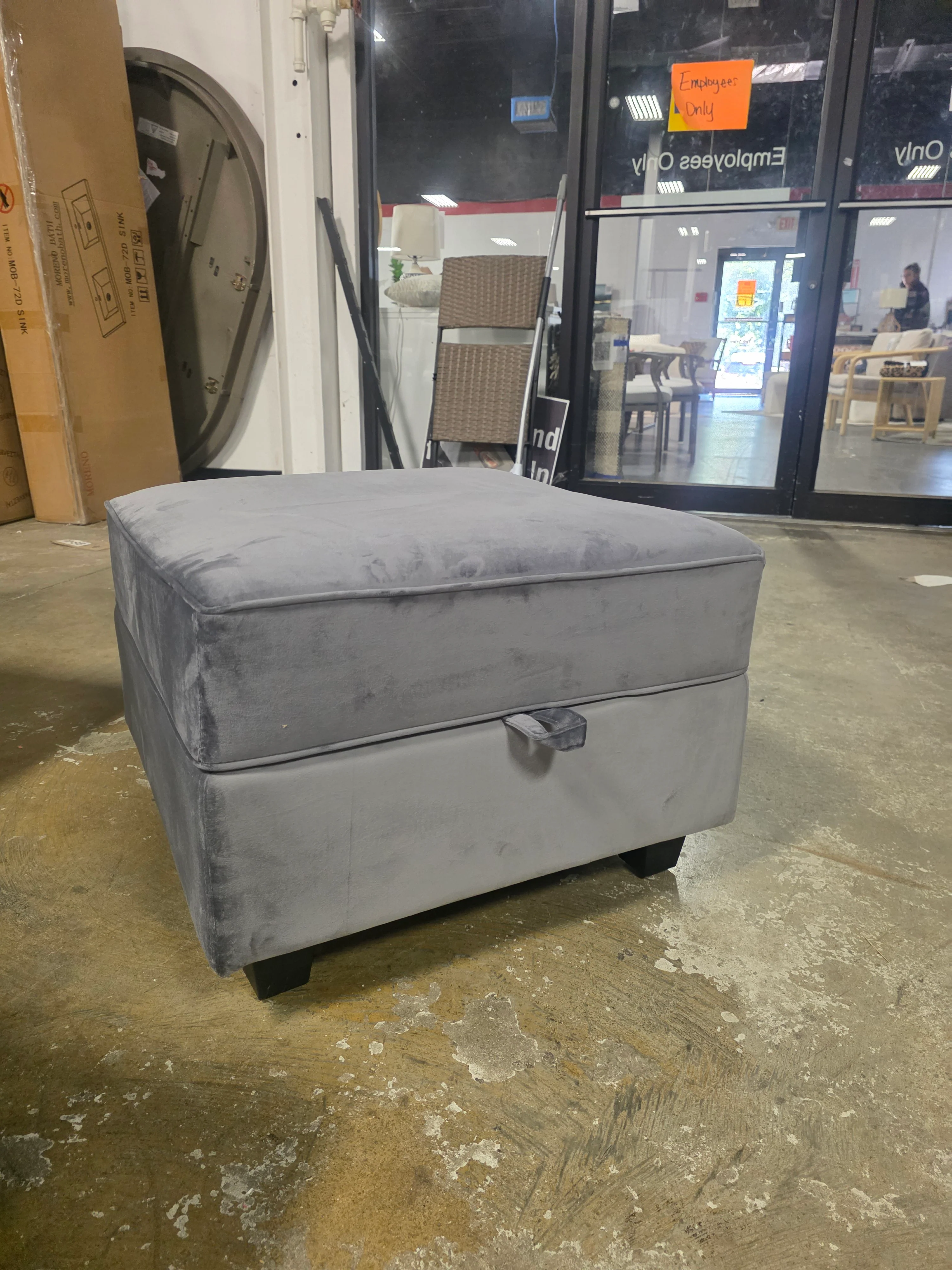 Livsey Velvet Ottoman - SHOWROOM ITEM - Image 2