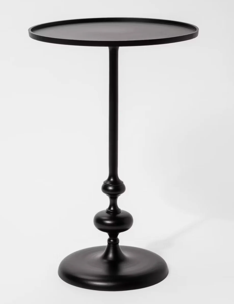 Londonberry Large Round Turned Metal Side Table Black - Threshold™ Assembly Required SHOWROOM ITEM