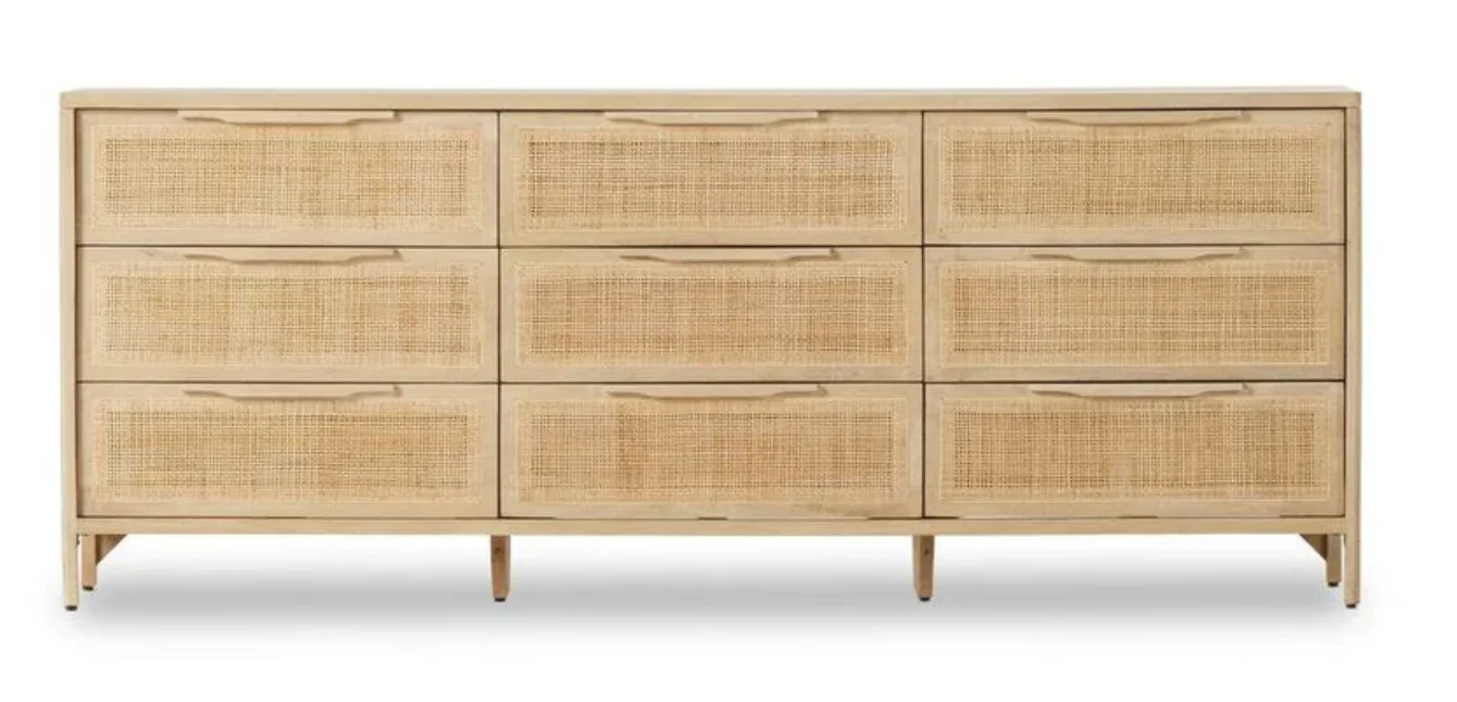 Dolores 9-Drawer Cane Dresser SHOWROOM ITEM