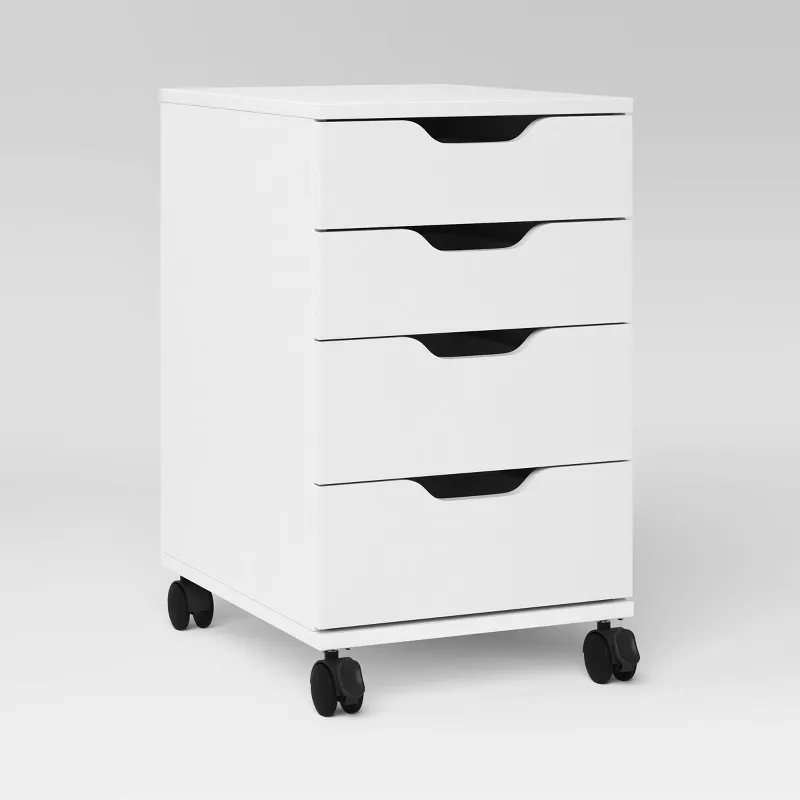 Loring Rolling Cabinet White : Mobile Office Furniture Set with Drawers