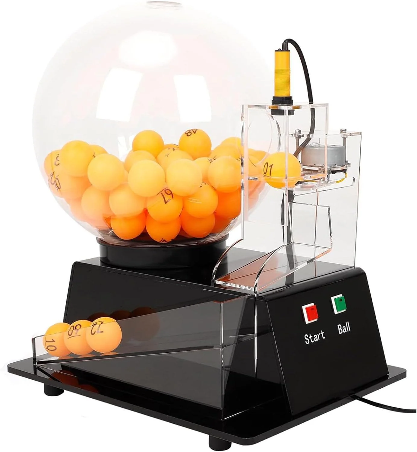 Lottery Bingo Ball Machine, Automatic Electric Acrylic Cage and Balls Set