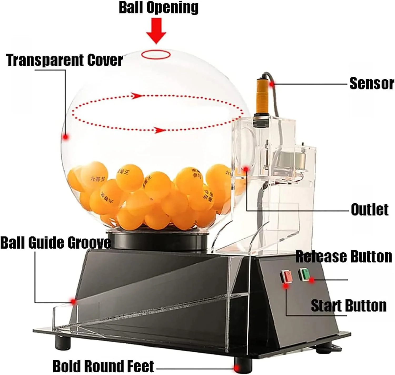 Lottery Bingo Ball Machine, Automatic Electric Acrylic Cage and Balls Set - Image 5