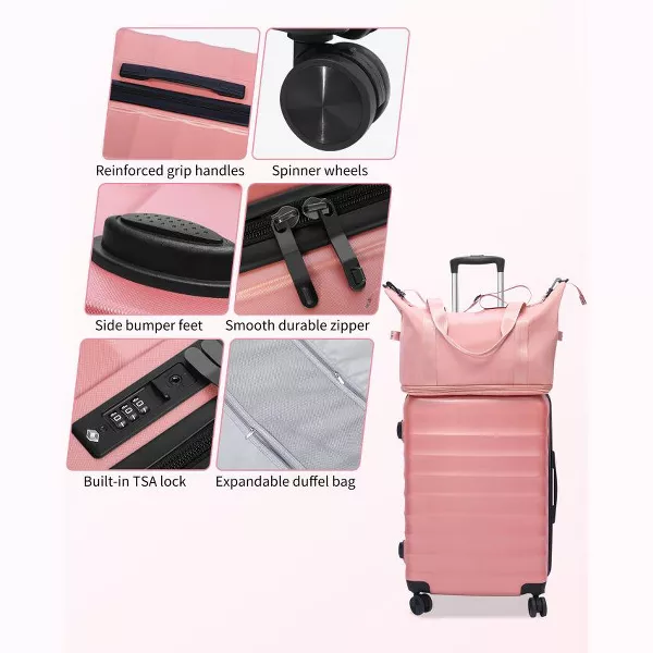 Luggage 1-Piece Hardshell Suitcase with TSA Lock Spinner Wheels Rose Gold - Image 3