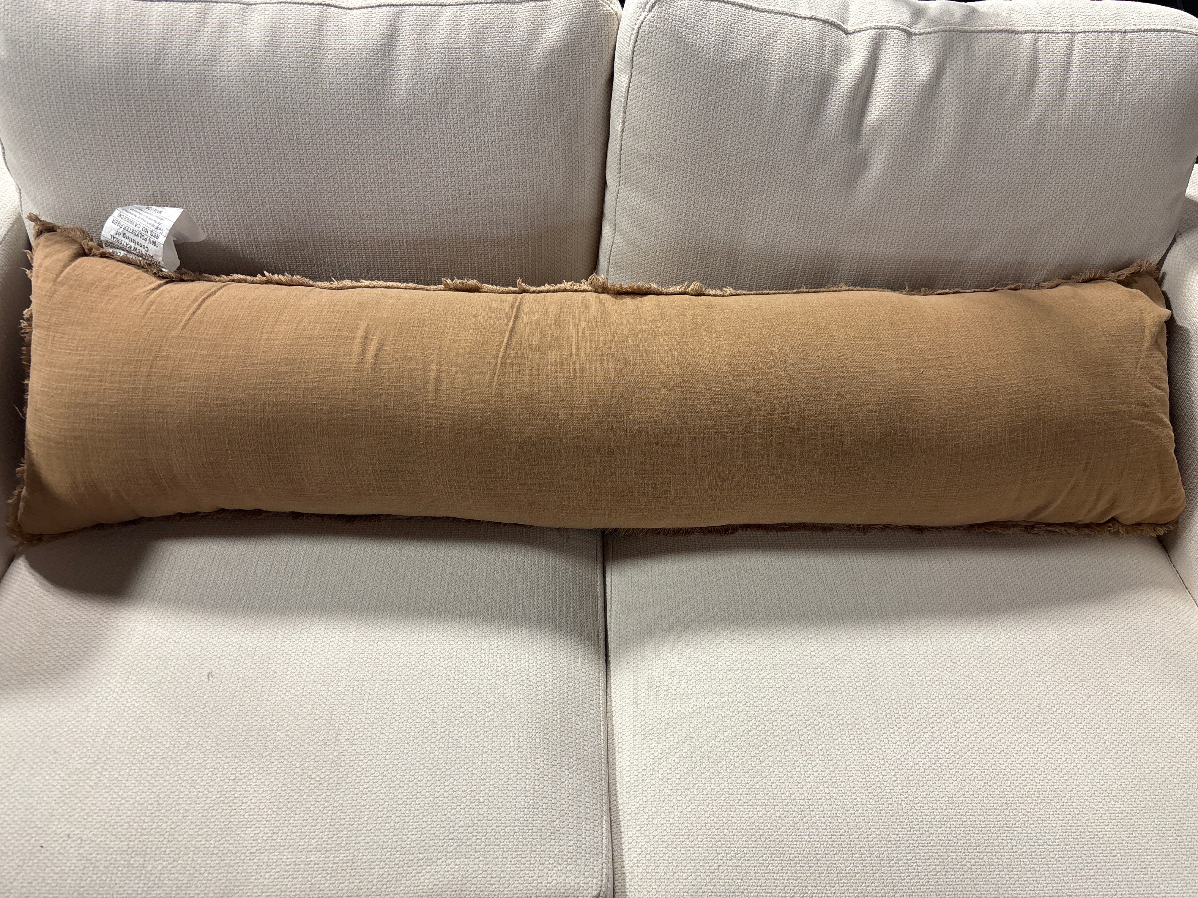 Lumbar Heavyweight Linen Blend Throw Pillow Warm Brown SHOWROOM ITEM - Image 3