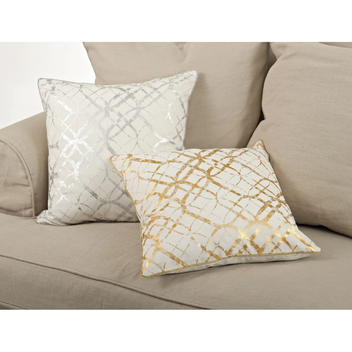 Lustrous Pillow Collection Geometric Cotton Pillow Cover - Image 3