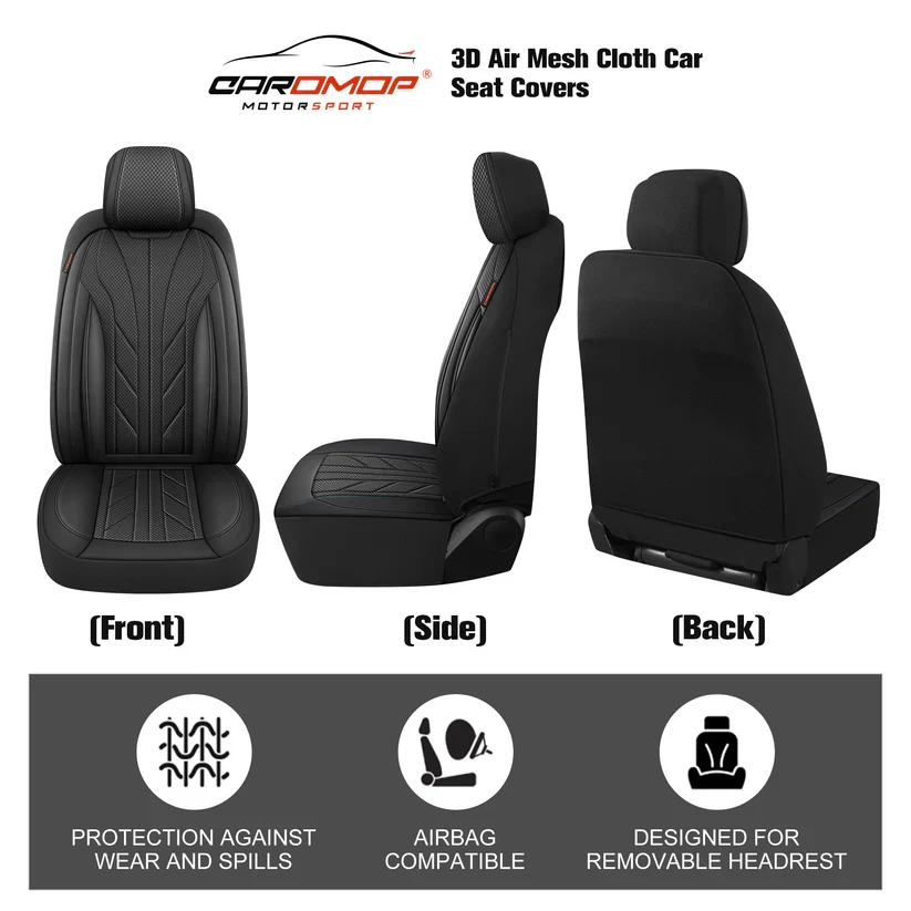 Luxury Faux Leather & Fabric Car Seat Covers 2 Front Seats - Image 3