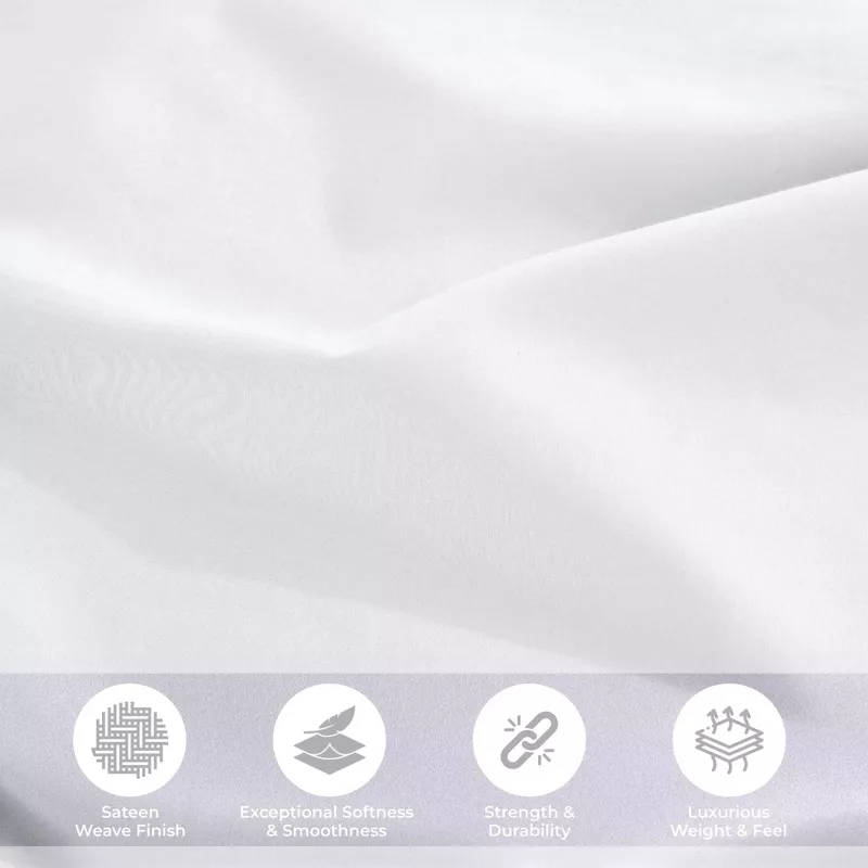 Luxury Sustainable Egyptian Cotton 700 Thread Count Solid Sheet Set, King, White - Image 3