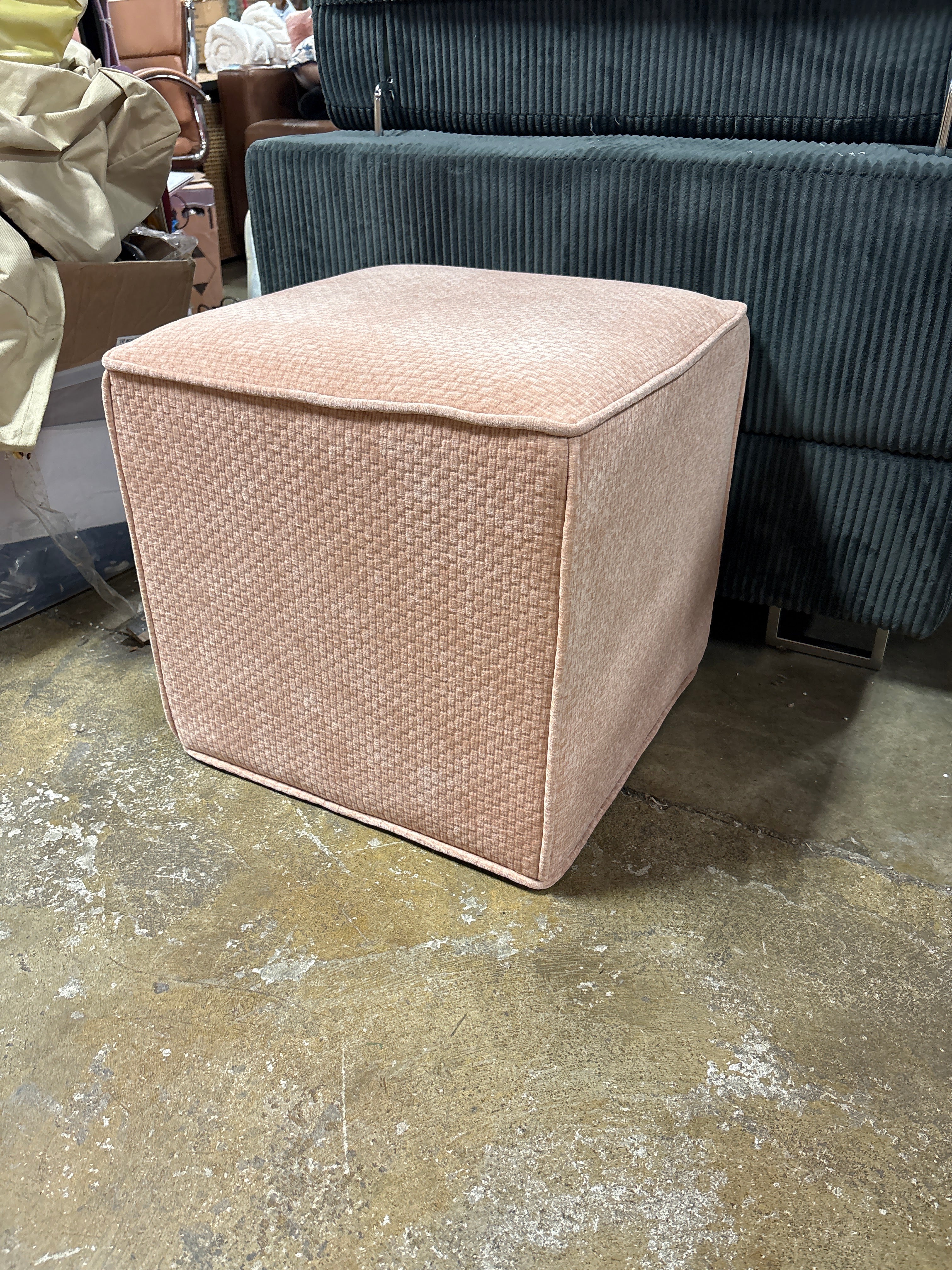 Lynwood Square Upholstered Cube Ottoman Light Pink - Threshold™ designed with Studio McGee SHOWROOM ITEM - Image 2