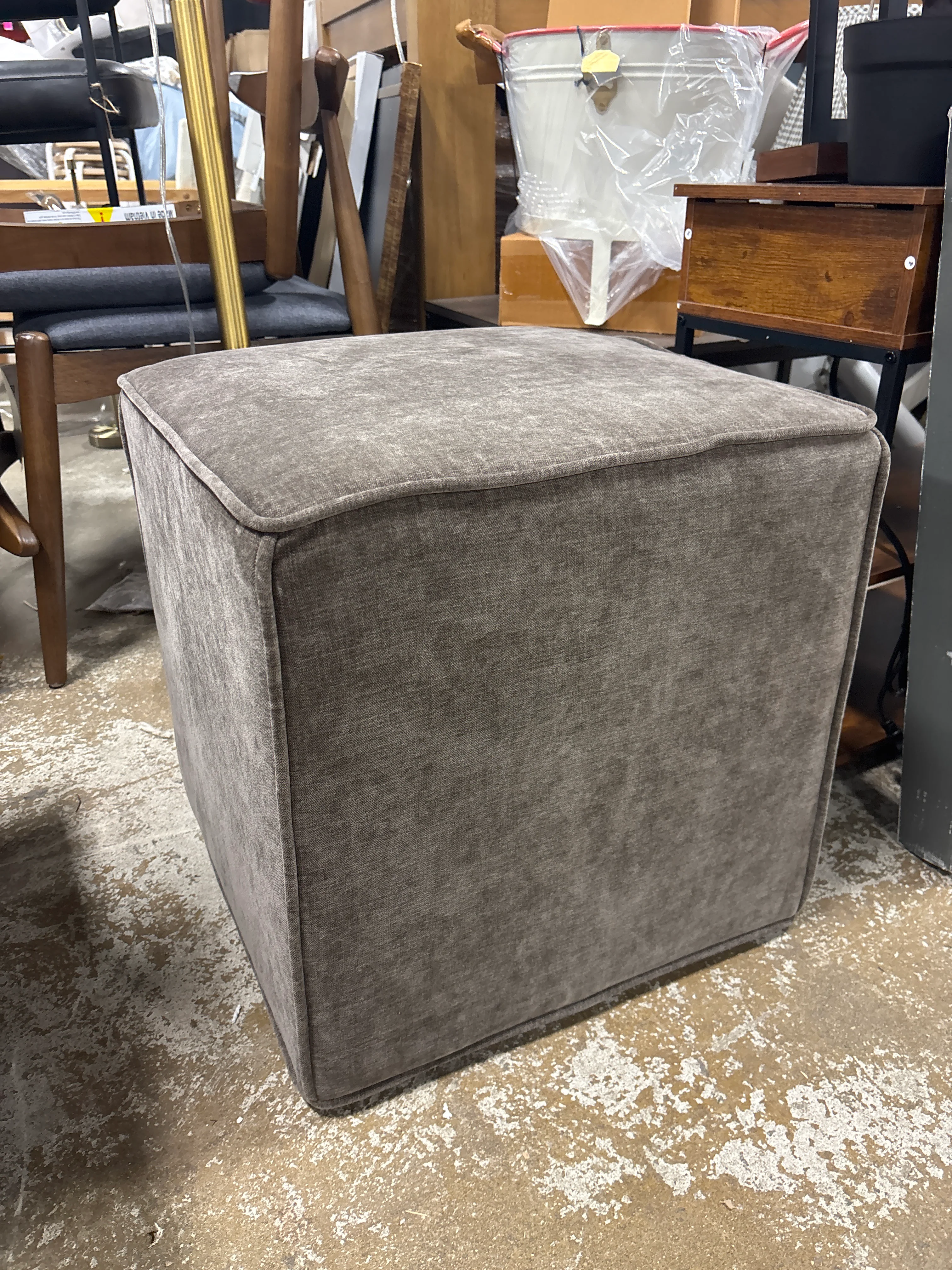 Lynwood Upholstered Cube Ottoman - Light Brown SHOWROOM ITEM - Image 2