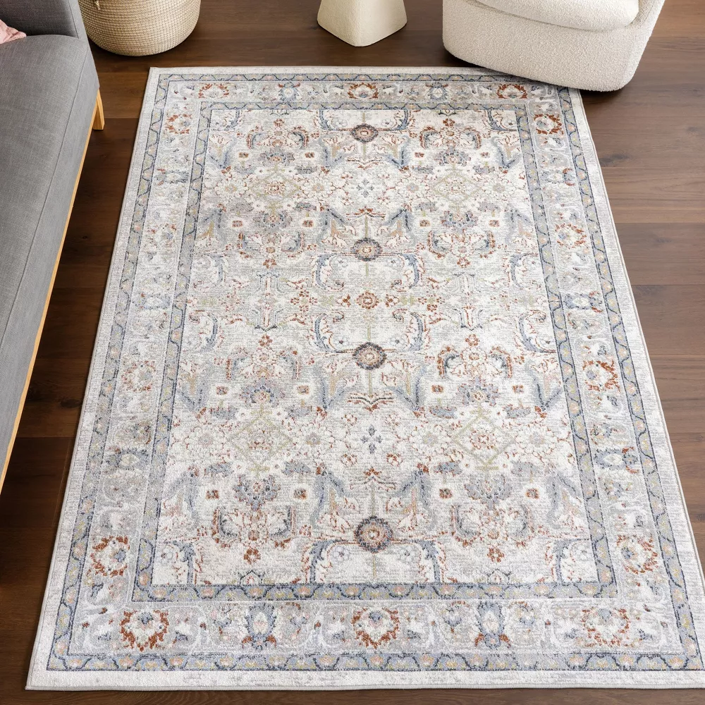 Lyric Medallion Pet Friendly Machine Washable Area Rug, 9X12, Rust - Image 3