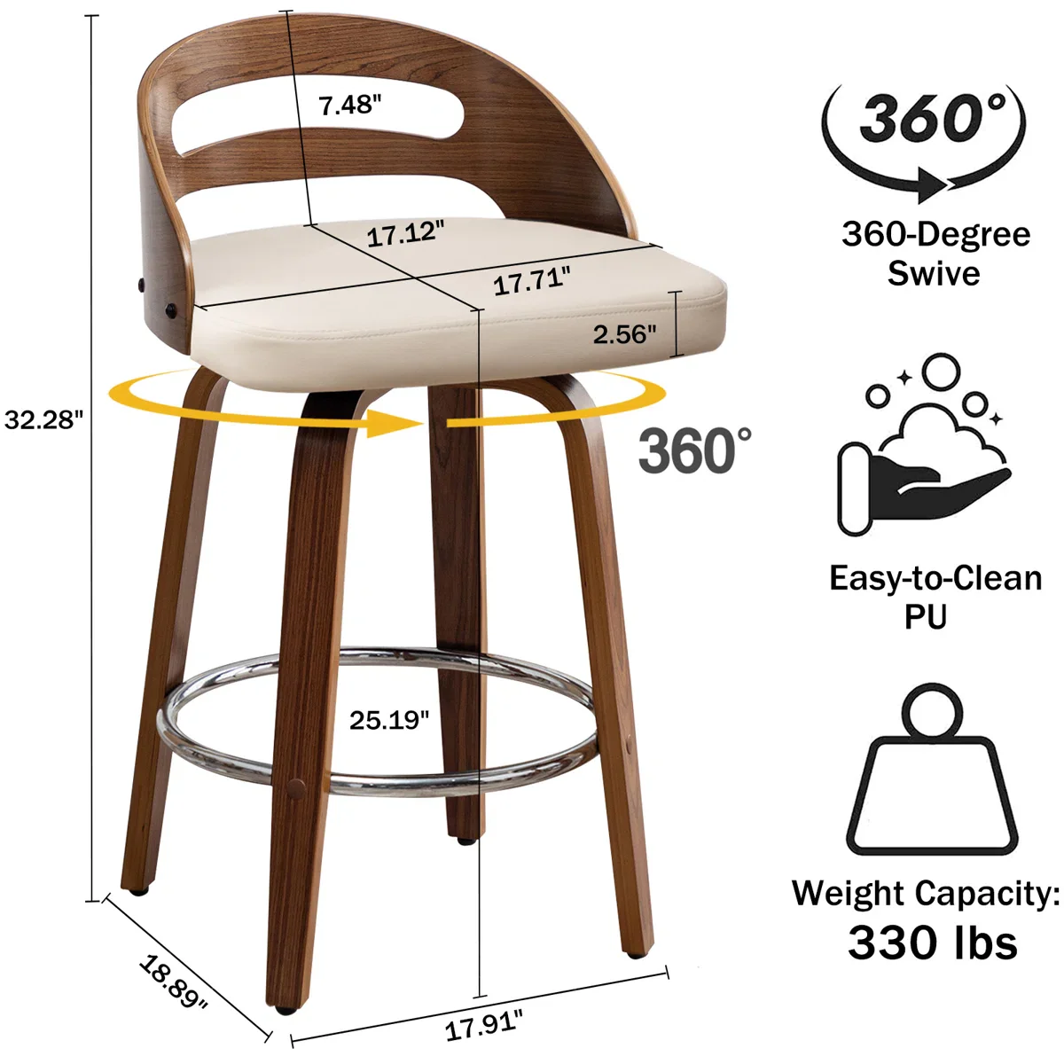 Mahtab Swivel Counter & Bar Stools (Set of 2) - Image 4