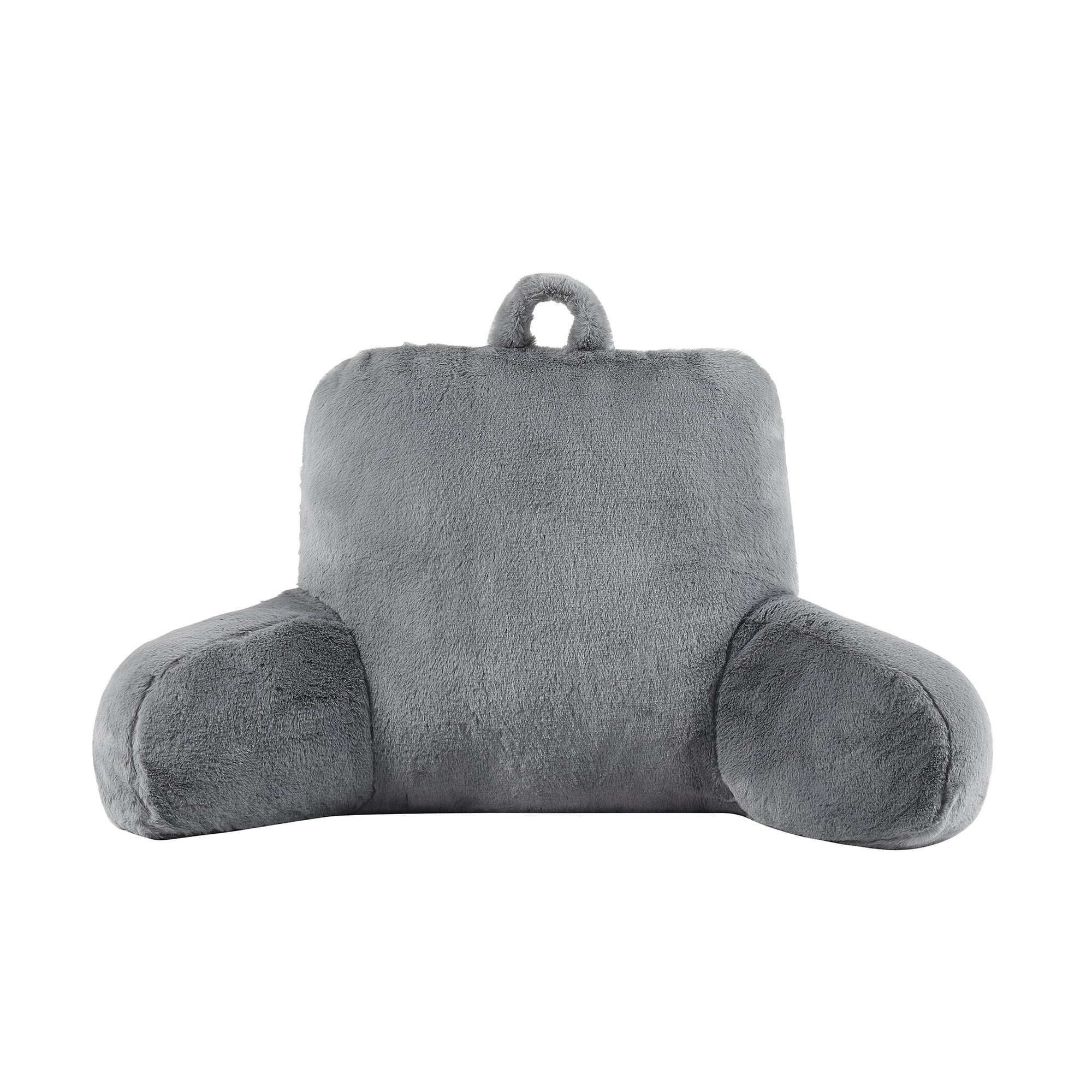 Mainstays Faux Fur Plush Bedrest Pillow, Specialty Size, Gray SHOWROOM ITEM